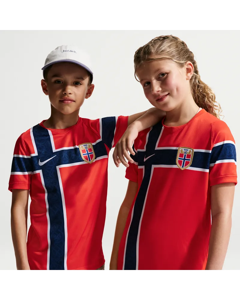 Nike Norwegen 2026 Heimspiel  Dri-FIT Replika Fußballtrikot (ältere Kinder) - Rot Rot