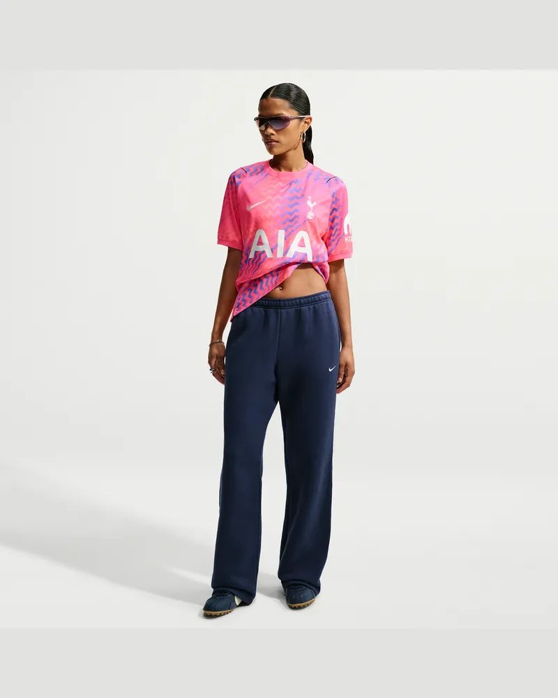 Nike Studio Fleece mittelschwere Hose mit mittelhohem Bund und offenem Saum (Damen) - Blau Blau