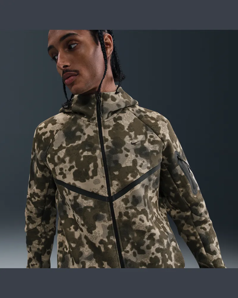 Nike Tech Windrunner-Camo-Jacke aus Fleece mit durchgehendem Reißverschluss (Herren) - Braun Braun