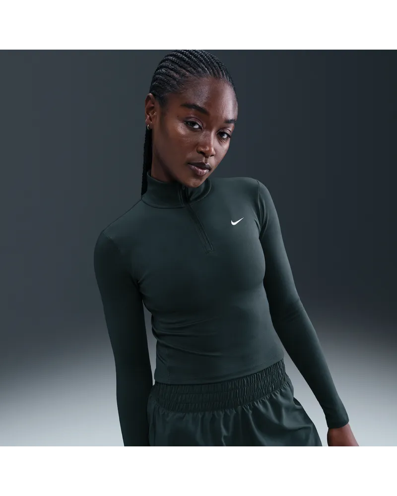 Nike One Fitted Dri-FIT-Midlayer mit Viertelreißverschluss für Damen - Grün Grün