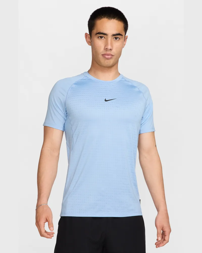 Nike Pro Breathe Kurzarmshirt in schmaler Passform (Herren) - Blau Blau