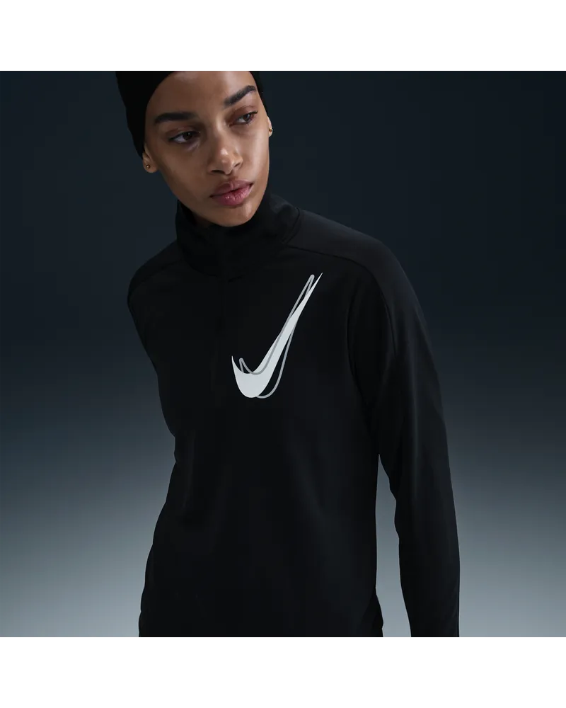 Nike Swoosh Dri-FIT Mid Layer mit Halbreißverschluss fürs Laufen (Damen) - Schwarz Schwarz