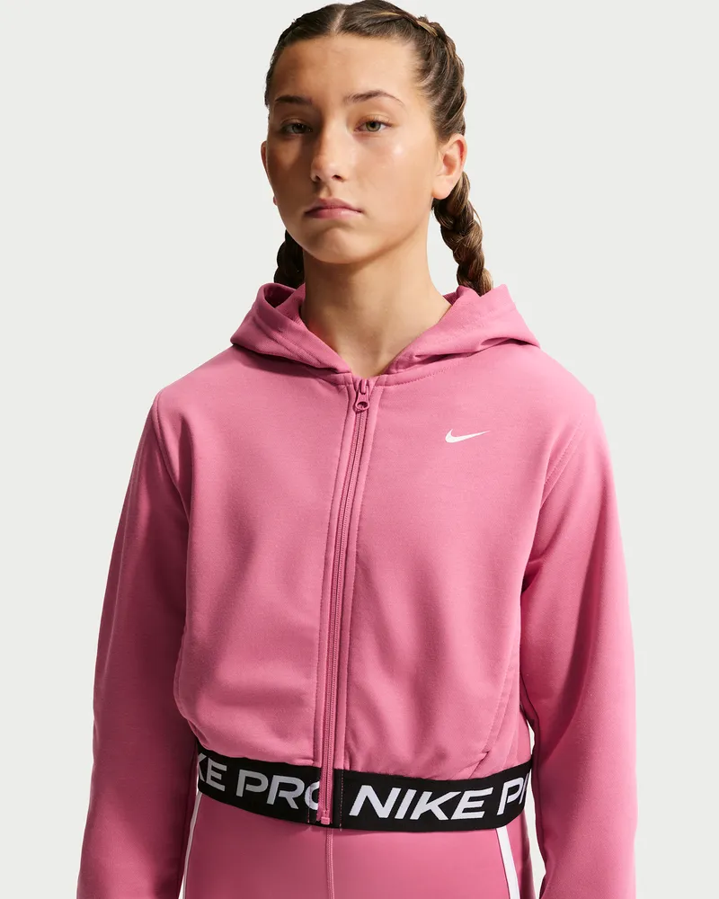Nike Pro Fleece Dri-FIT-Kapuzenjacke (ältere Kinder) (Mädchen) - Pink Pink