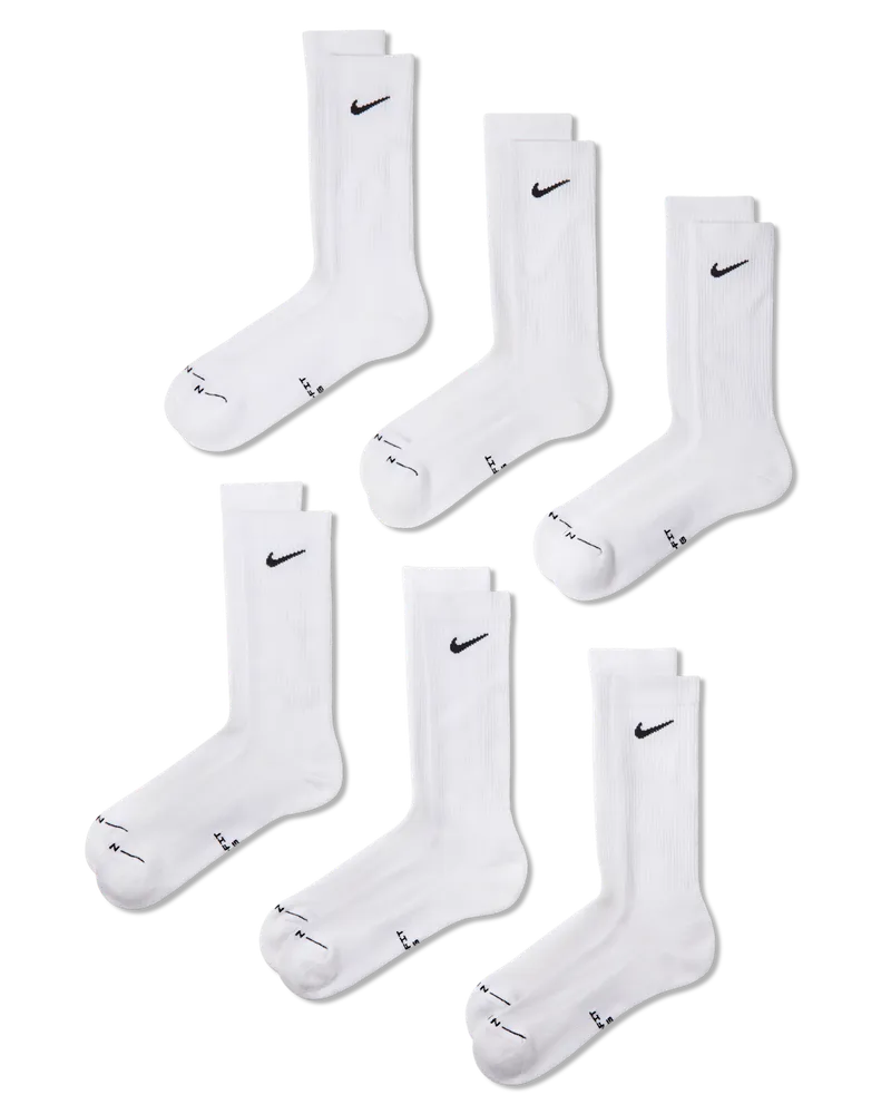 Nike Everyday Elevated Crew-Socken (6 Paar) - Weiß Weiß