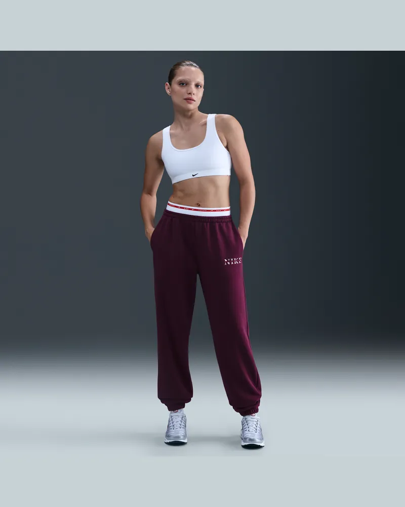 Nike Sportswear Phoenix Fleece Trainingshose mit hohem Taillenbund für Damen - Rot Rot