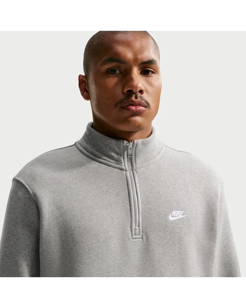 Nike Club Herren-Fleece-Oberteil mit Halbreißverschluss - Grau Grau