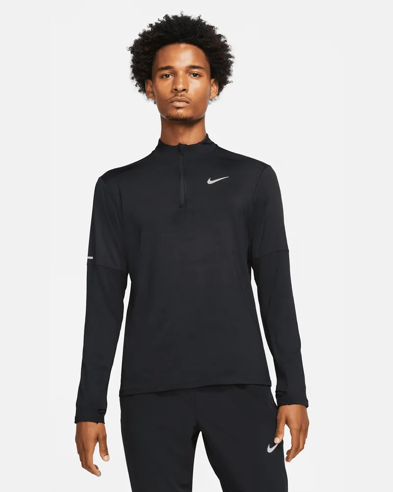 Nike Dri-FIT-Laufoberteil mit Halbreißverschluss für Herren - Schwarz Schwarz