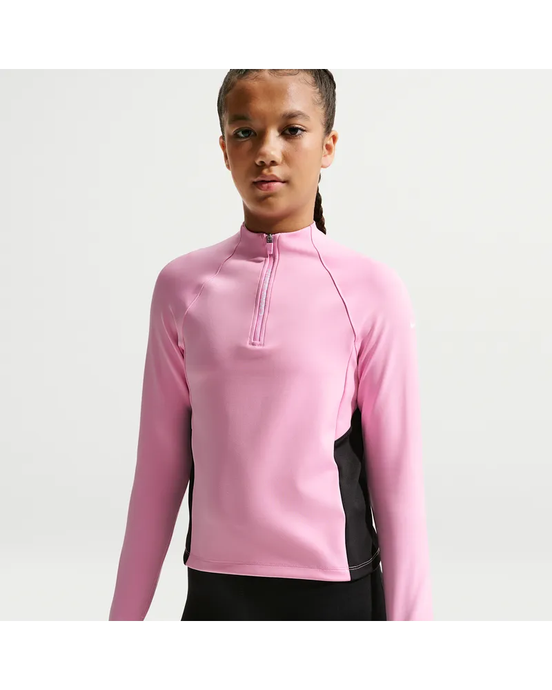 Nike Pro Dri-FIT-Longsleeve mit Halbreißverschluss (ältere Kinder, Mädchen) - Pink Pink