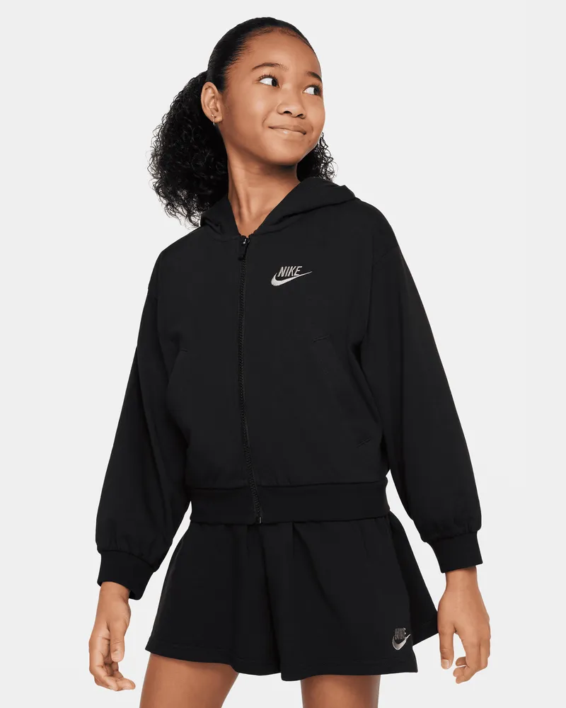 Nike Hoodie mit durchgehendem Reißverschluss für ältere Kinder (Mädchen) - Schwarz Schwarz