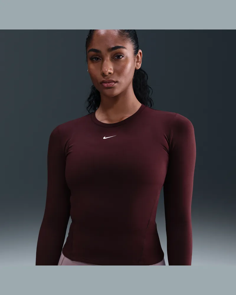 Nike One Fitted Dri-FIT Longsleeve-Oberteil für Damen - Rot Rot