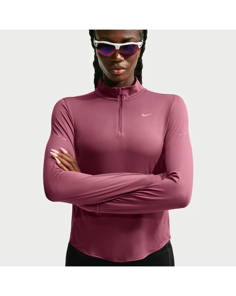 Nike Swift Dri-FIT UV-Laufoberteil mit Viertelreißverschluss (Damen) - Rot Rot