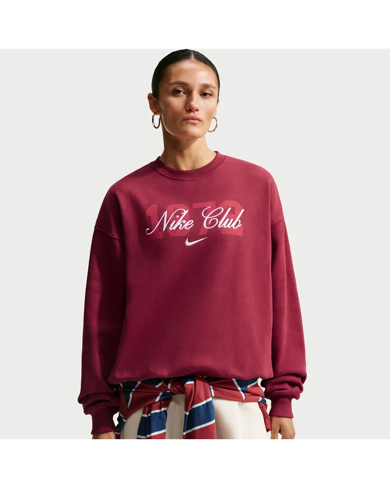 Nike Studio Fleece Medium Weight Oversize-Rundhalsshirt (Damen) - Rot Rot