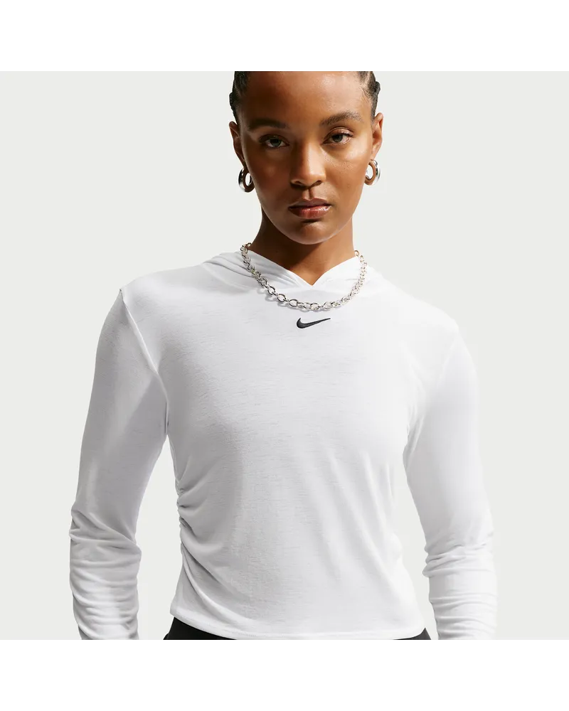 Nike durchsichtiges Longsleeve-Oberteil mit schmaler Passform (Damen) - Weiß Weiß