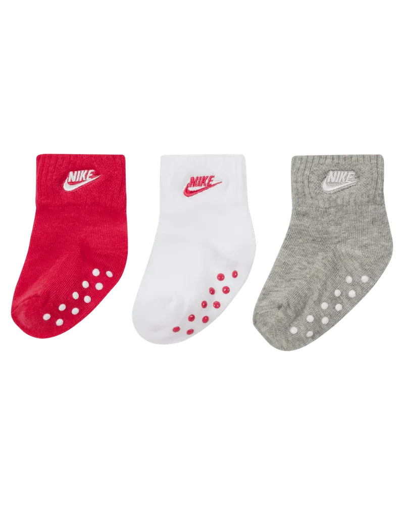 Nike griffige Knöchelsocken für Babys (6–12 M) (3 Paar) - Pink Pink