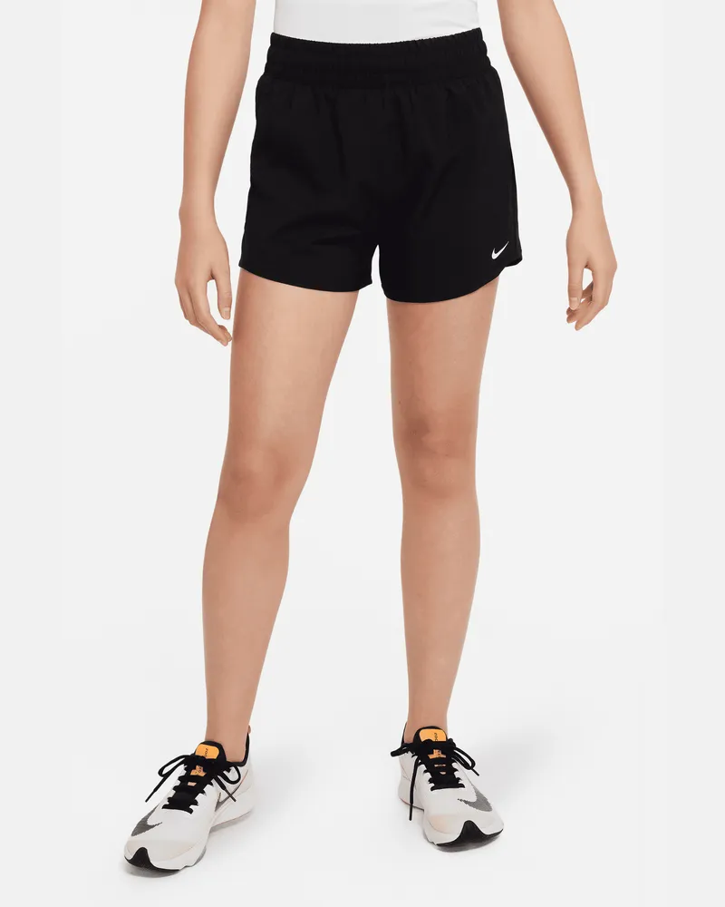 Nike One Dri-FIT Web-Trainingsshorts mit hohem Bund für ältere Kinder (Mädchen) - Schwarz Schwarz