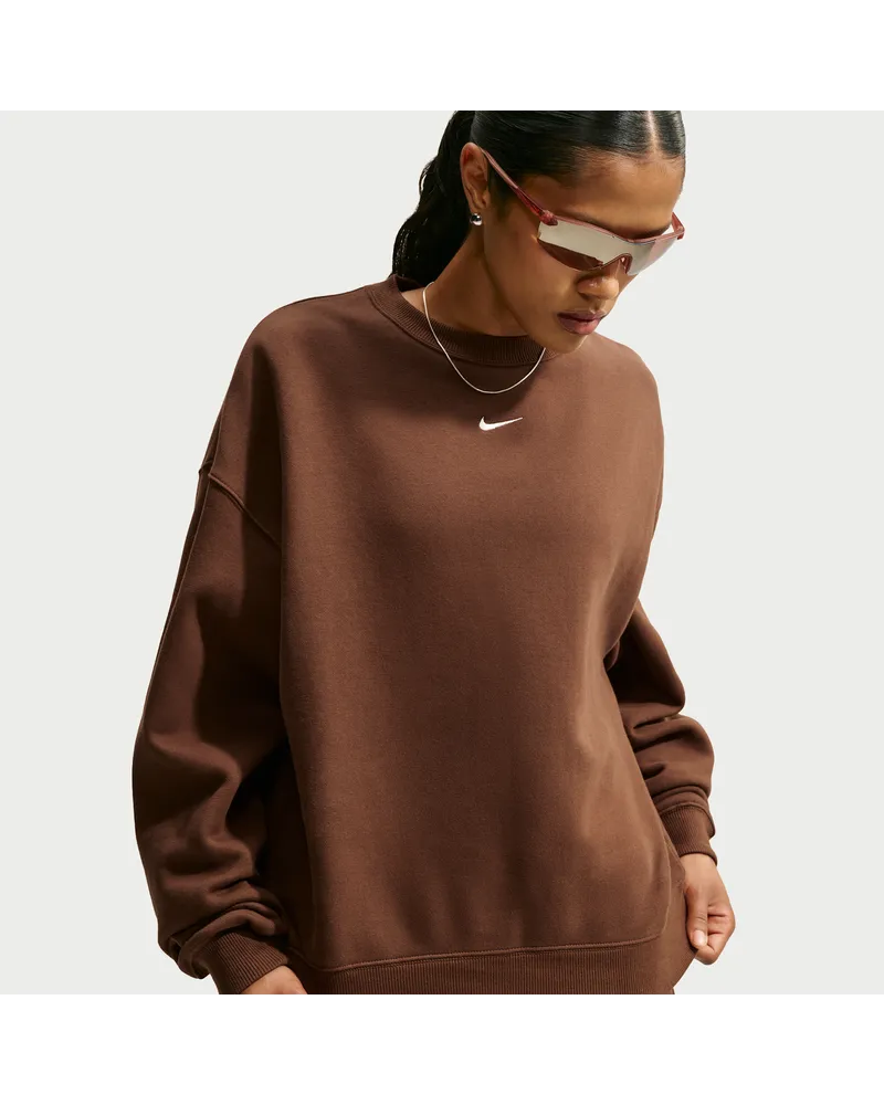 Nike Studio Fleece Medium Weight Oversize-Sweatshirt mit Rundhals (Damen) - Braun Braun