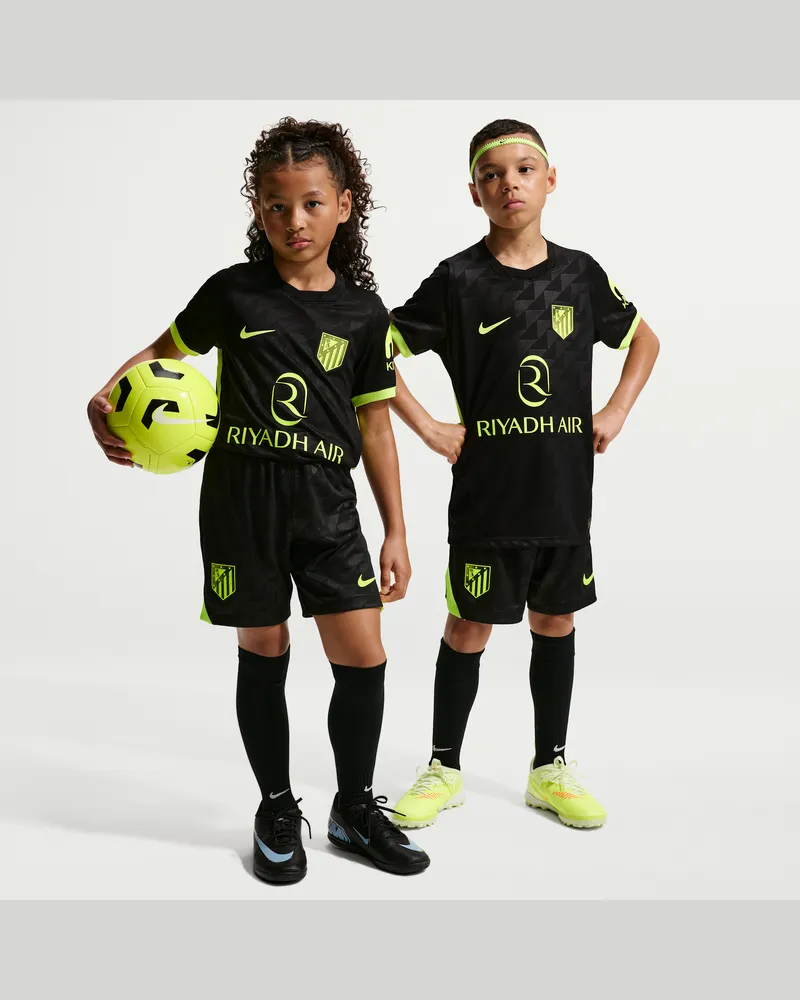 Nike Atlético Madrid 2026/27 Stadion Auswärtsspiel  Replika-Fußballshorts mit Dri-FIT-Technologie (Große Kinder) - Schwarz Schwarz