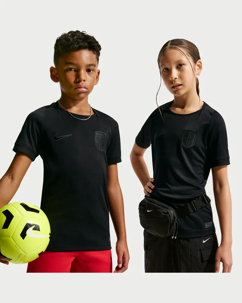 Nike Norwegische Nationalmannschaft 2026 Stadium Away  Dri-FIT Fußballtrikot (ältere Kinder) - Schwarz Schwarz