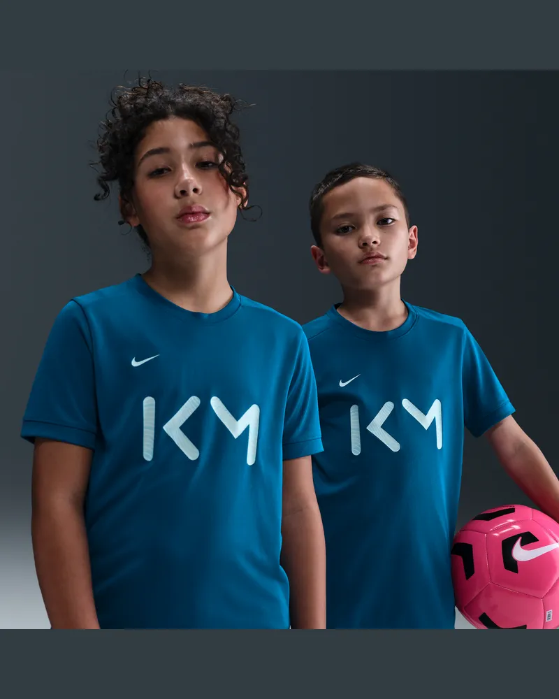 Nike Kylian Mbappé Academy  Dri-FIT Fußball-Top mit kurzen Ärmeln (ältere Kinder) - Blau Blau