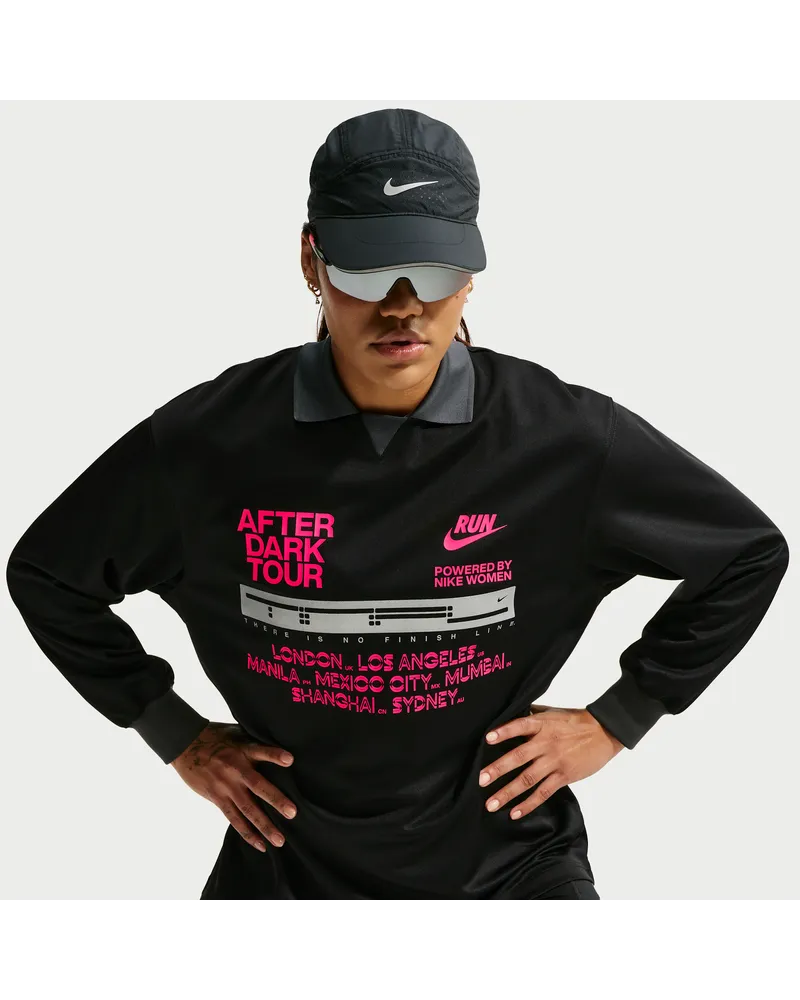 Nike After Dark Tour Dri-FIT Longsleeve-Laufoberteil (Damen) - Schwarz Schwarz
