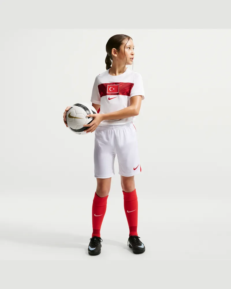 Nike Türkei 2026  Dri-FIT Replika-Fußballshorts Heimspiel (ältere Kinder) - Weiß Weiß