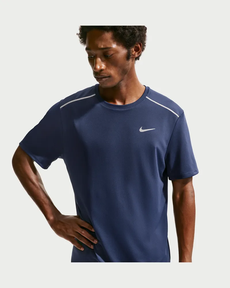 Nike Miler Dri-FIT Kurzarm-Laufoberteil mit UV-Schutz (Herren) - Blau Blau