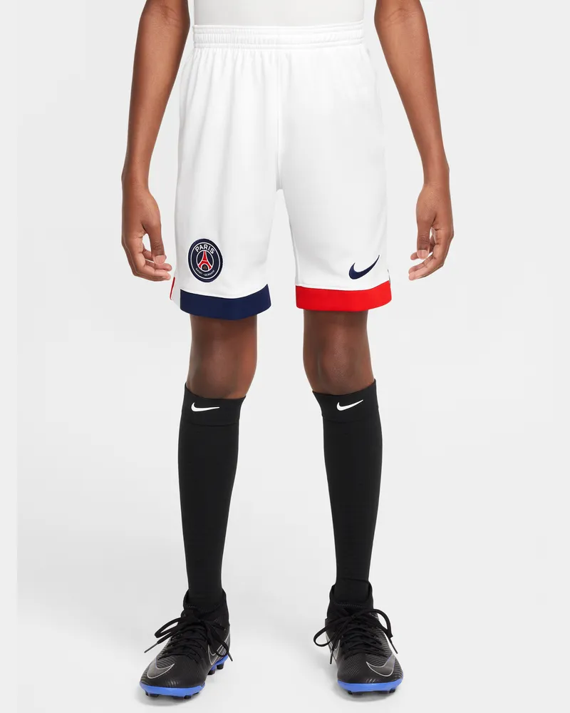 Nike Paris Saint-Germain 2024/25 Stadium Away  Replika-Fußballshorts mit Dri-FIT-Technologie (ältere Kinder) - Weiß Weiß