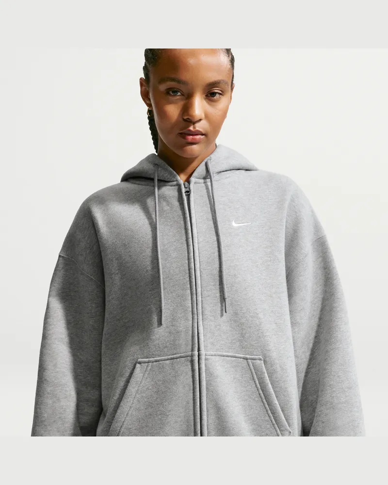 Nike Studio Fleece mittelschwere Oversize-Kapuzenjacke (Damen) - Grau Grau