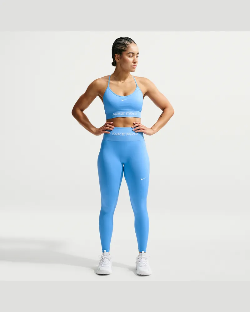 Nike Pro Seamless 7/8-Leggings mit hohem Bund (Damen) - Blau Blau