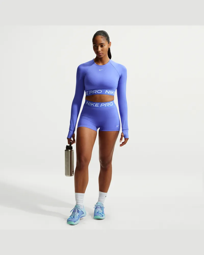 Nike Pro Grafik Bike-Shorts mit mittelhohem Bund (Damen, ca. 7,5 cm) - Blau Blau