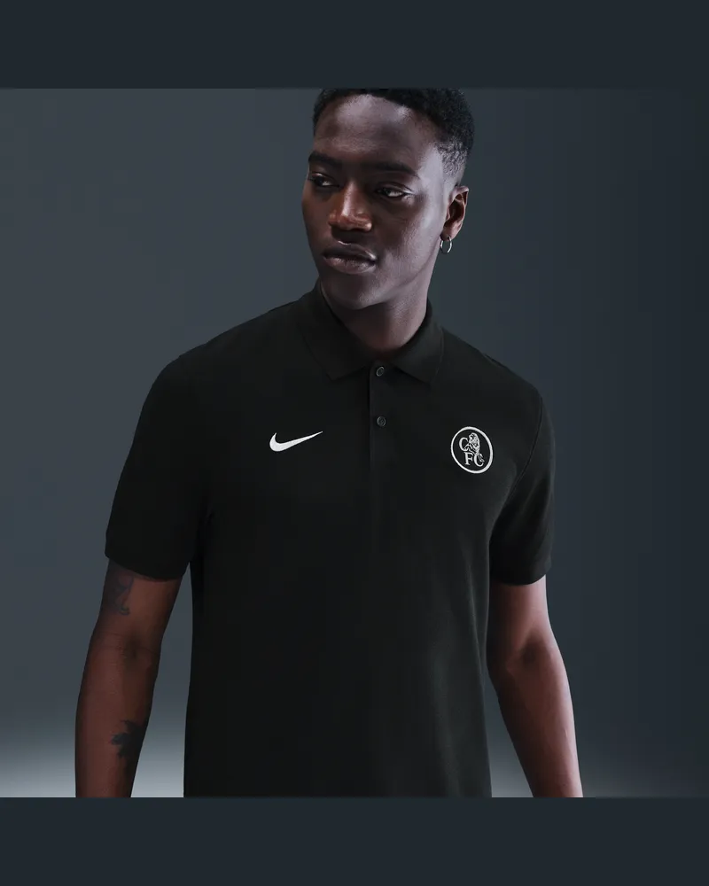 Nike FC Chelsea The  Polo Third Nike Dri-FIT Fußball-Poloshirt (Herren) - Schwarz Schwarz