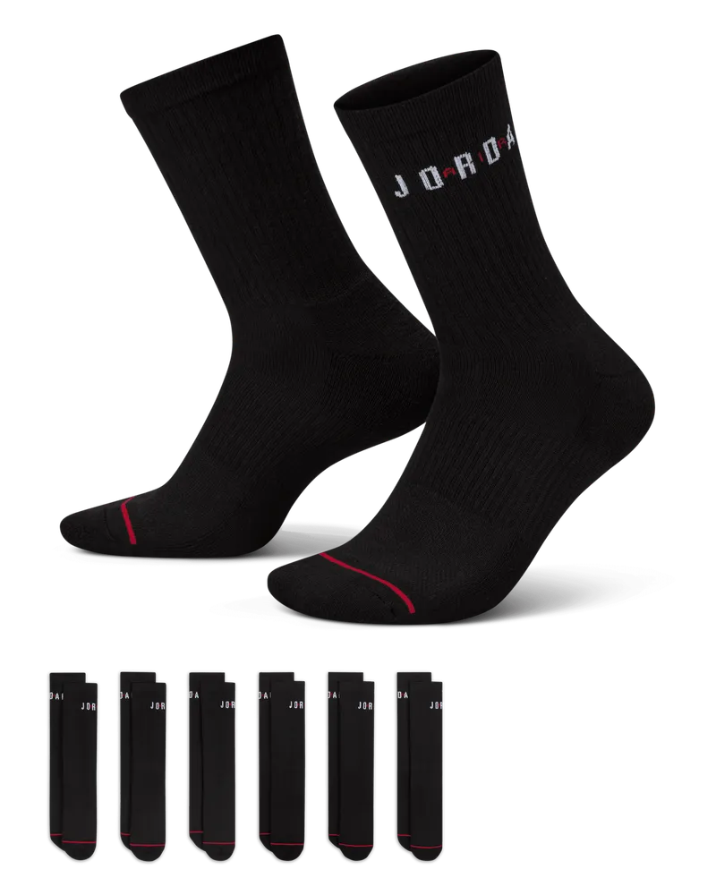 Jordan Crew-Socken für jeden Tag (6 Paar) - Schwarz Schwarz