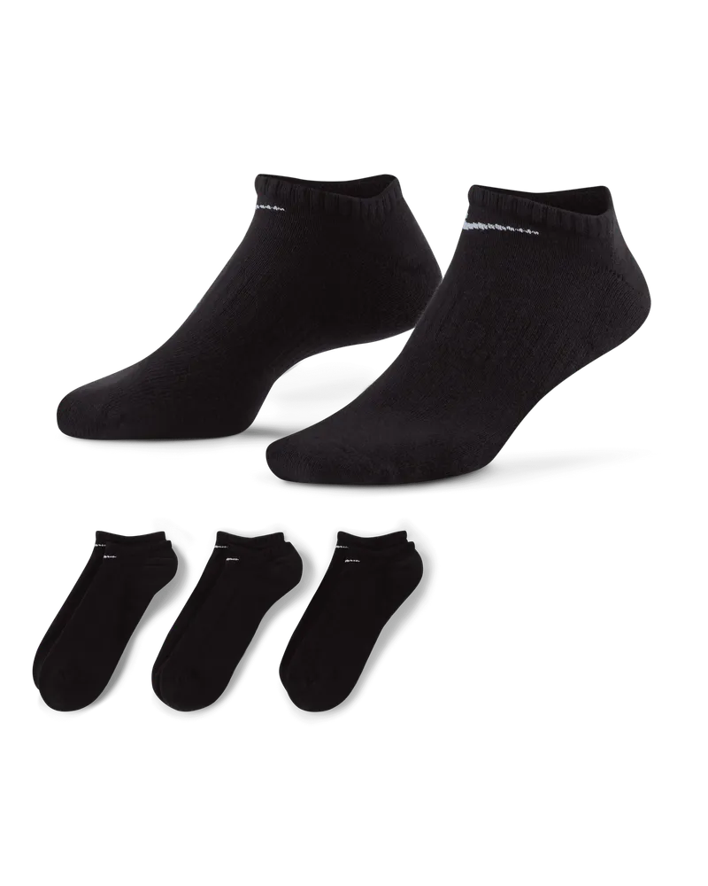 Nike Everyday Cushioned No-Show-Trainingssocken (3 Paar) - Schwarz Schwarz