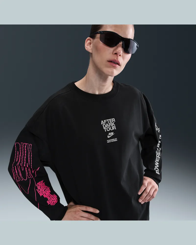 Nike After Dark Tour Oversize-Longsleeve mit Grafik (Damen) - Schwarz Schwarz