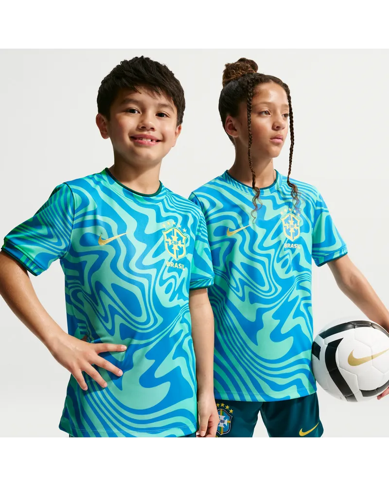 Nike Brasilien  Dri-FIT Pre-Match Fußball-Kurzarmshirt (ältere Kinder) - Grün Grün
