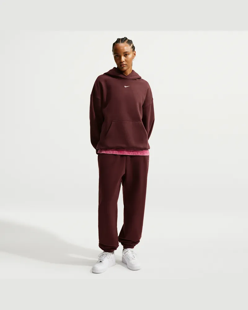 Nike Studio Fleece Oversize-Hose aus mittelschwerem Material mit hohem Bund und Bündchen (Damen) - Lila Lila