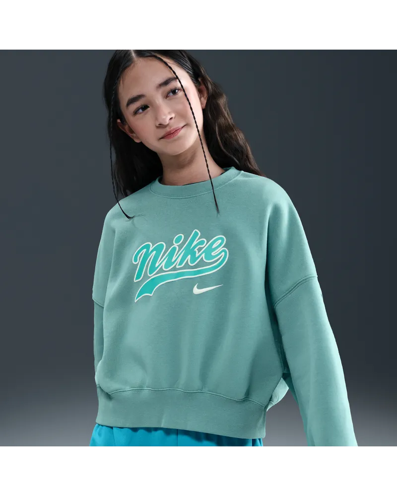 Nike Sportswear Fleece-Sweatshirt mit verkürztem Schnitt für ältere Kinder (Mädchen) - Grün Grün