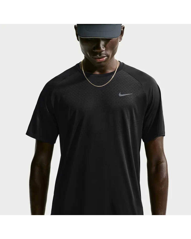 Nike Stride wintertaugliches Dri-FIT Kurzarm-Laufoberteil (Herren) - Schwarz Schwarz