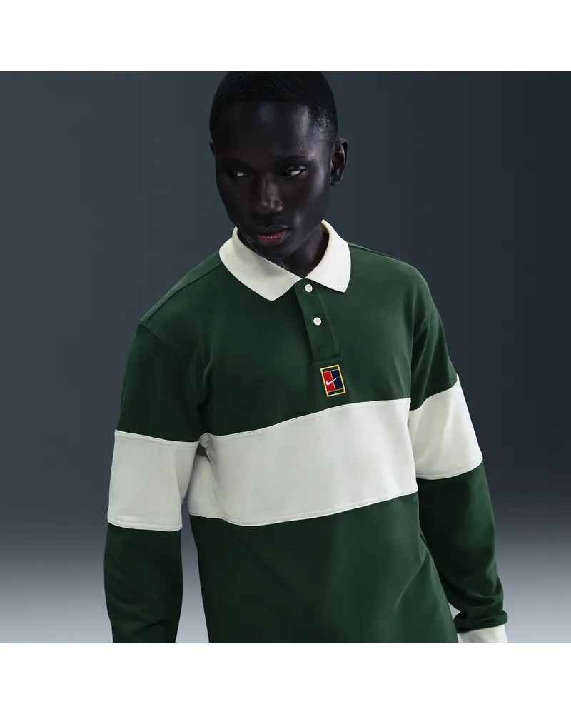 Nike Court Heritage Tennis-Langarm-Poloshirt (Herren) - Grün Grün