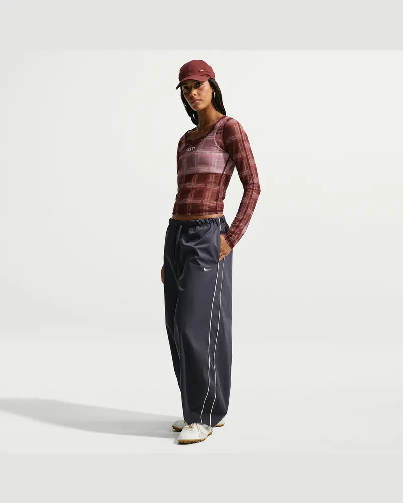 Nike Weite Barrel-Hose mit mittelhohem Bund von  (Damen) - Grau Grau