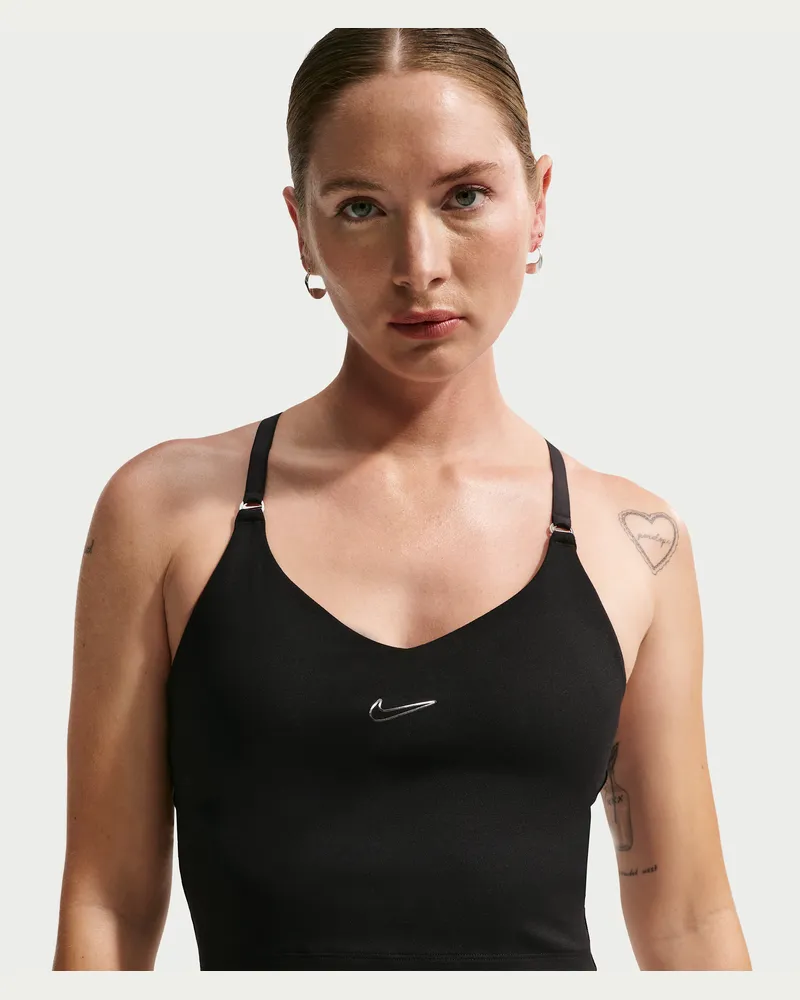 Nike Sport-BH-Tanktop mit Polster und leichtem Halt für Damen - Schwarz Schwarz
