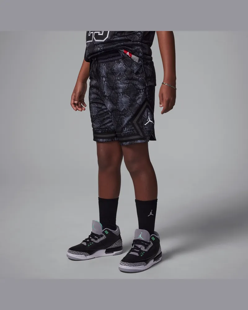 Jordan Dri-FIT Sportshorts mit MJ-Print und diamantförmigen Akzenten (ältere Kinder) - Grau Grau