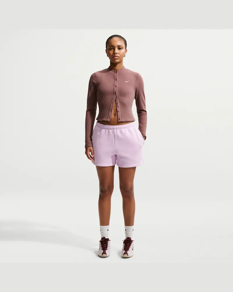 Nike Studio Fleece Mid-Rise-Shorts aus mittelschwerem Material (Damen) - Lila Lila