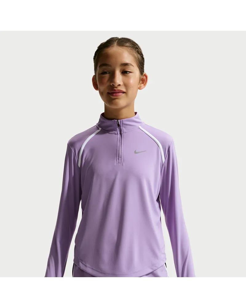 Nike Tempo Dri-FIT Longsleeve-Oberteil mit halbem Reißverschluss für ältere Kinder (Mädchen) - Lila Lila
