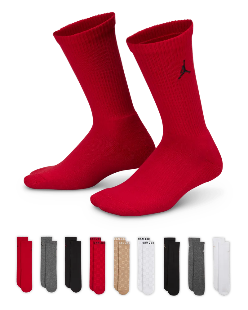 Jordan Feiertage-Crew-Socken-Geschenkbox für ältere Kinder (9 Paar) - Rot Rot