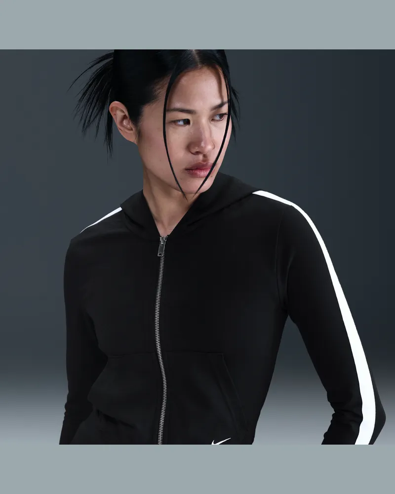 Nike Sportswear Longsleeve mit Kapuze und durchgehendem Reißverschluss (Damen) - Schwarz Schwarz