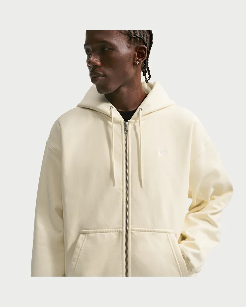 Nike Solo Swoosh Fleece-Kapuzenjacke mit durchgehendem Reißverschluss (Herren) - Weiß Weiß