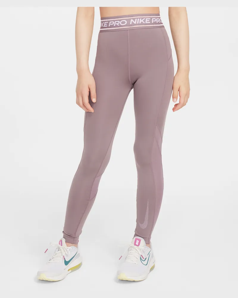 Nike Pro Leggings mit mittelhohem Bund (Mädchen) - Pink Pink