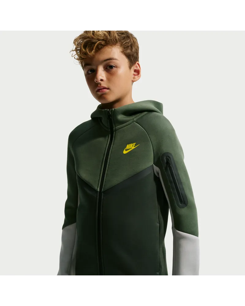 Nike Tech Fleece Hoodie mit durchgehendem Reißverschluss für ältere Kinder - Grün Grün