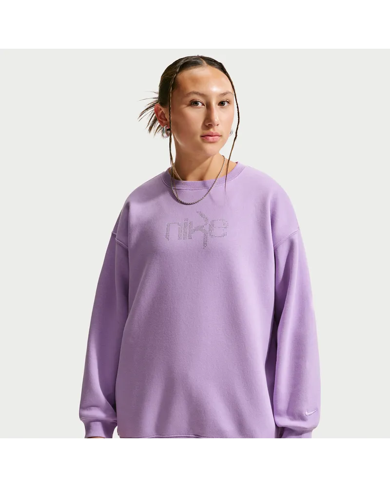 Nike Studio Fleece Oversize-Sweatshirt mit Rundhalsausschnitt (ältere Kinder, Mädchen) - Lila Lila